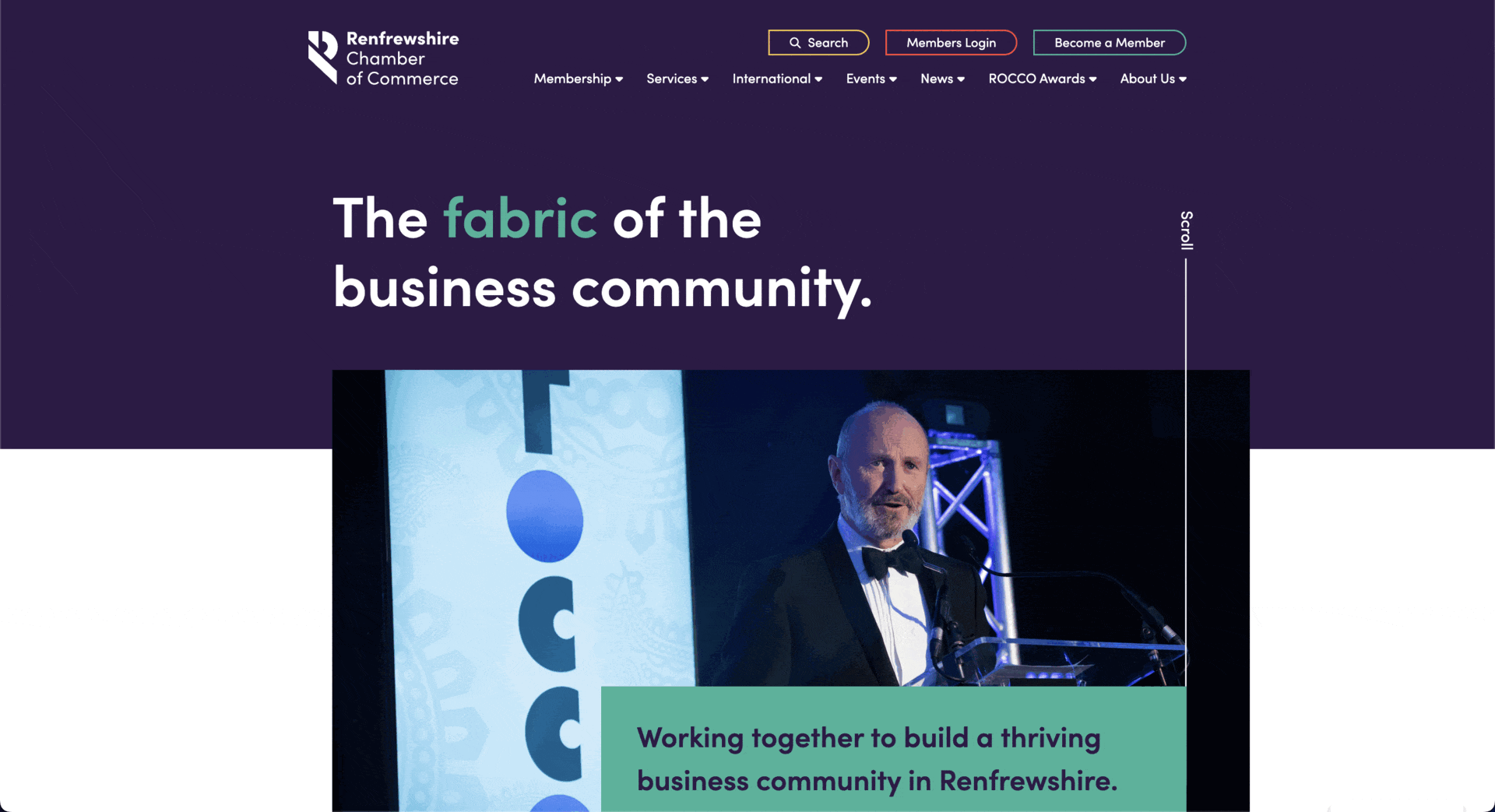 GIF showing the different menu sub-section styles on the Renfrewshire Chamber of Commerce site